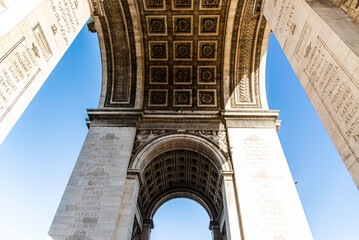 Paris, France - Dec. 28 2022: The fine decoration on the Arc de Triomph in Paris