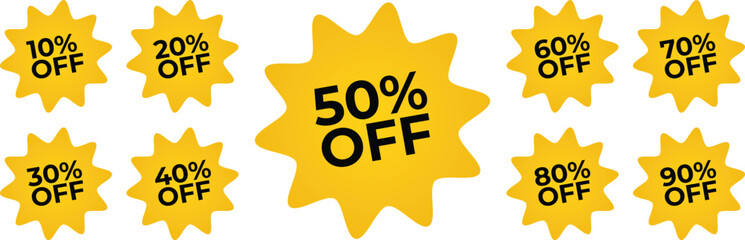 Discount Stickers for Eye Catching Appeal. Labels for flat sale in the shopping market