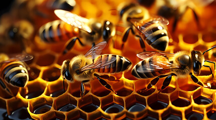 Bees on the hive slice honey nectar