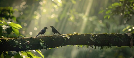 birds perch peacefully in a forest