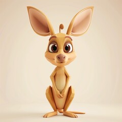 Fototapeta premium A miniature model of a cute kangaroo isolated on a pastel cream background. Square format.