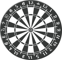 Silhouette dart game board black color only full