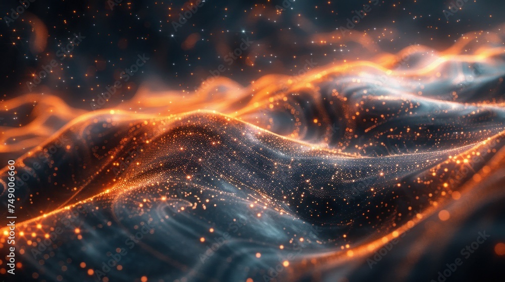 Poster high tech background with smooth lines and stars, data visualization
