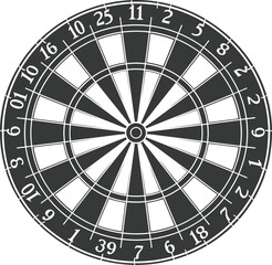 Silhouette dart game board black color only full