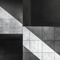 Fototapeta premium Architectural Contrast of Shadows on Concrete Wall - Generative AI