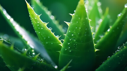 Lush green aloe vera plant