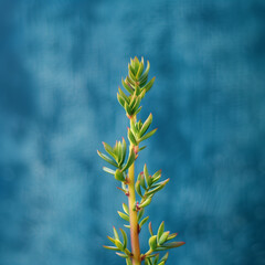Vibrant Green Succulent Plant Against a Serene Blue Background