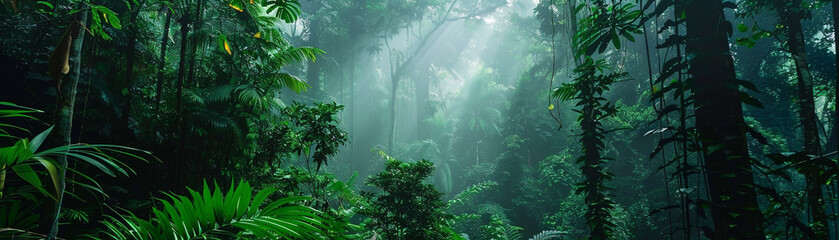 Emphasize the delicate balance of ecosystems in the rainforest through your photography - obrazy, fototapety, plakaty