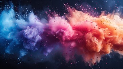 Explosion of colored smoke on a dark background. 3d rendering - obrazy, fototapety, plakaty