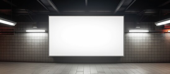 Mockup of Blank billboard white screen posters