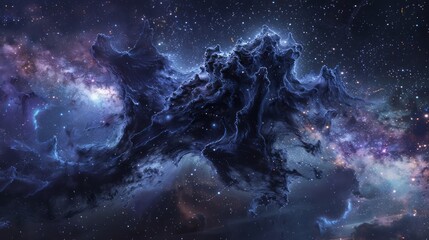 Space wallpaper. Haunting beauty of a dark nebula, as it looms against the backdrop of a starry sky, its inky tendrils reaching out like the fingers of some cosmic specter - obrazy, fototapety, plakaty