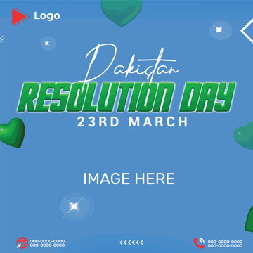 Pakistan resolution day 23 march 1940 holiday of march with green background | 23 march resolution day pakistan celebration instagram stories instagram and facebook post template | Pakistan resolution