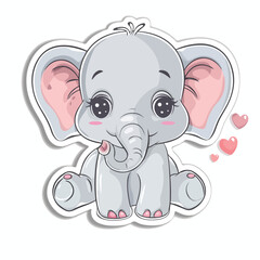 Fototapeta premium Vector cute baby elephant cartoon hug pillow flat ve