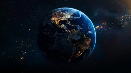 Earth at he night. Abstract wallpaper. City lights on planet. Civilization. - obrazy, fototapety, plakaty