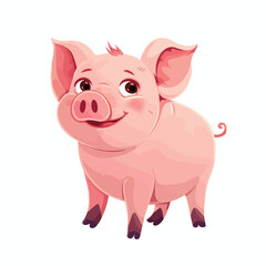 Vector cute pink pig. Chinese new year symbol. Cheer