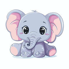 Fototapeta premium Vector cute baby elephant cartoon hug pillow flat ve