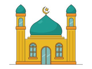 Mosque vector design, cartoon illustration of a building for places of worship