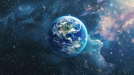 Fototapeta na wymiar Three dimensional render of planet earth floating in outer space