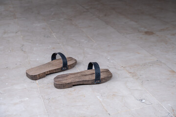 takunya. Clogs worn during ablution in mosques. wooden slippers.