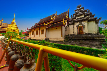 Beautiful Wat Buddhist temples in Chiangmai Chiang mai Thailand. Decorated in beautiful ornate...