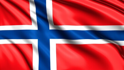 Flag of Norway Waving in the Wind - Digitally Generated 4K Ultra HD Image