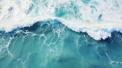 Fototapeta premium aerial panoramic ocean waves hitting beach