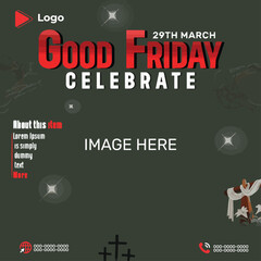 Happy good friday celebration instagram and facebook post template | Good friday holiday of jesus with holy background | Happy good friday celebration with instagram and facebook post template	