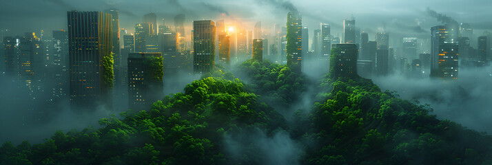 Splendid environmental awareness city with vertical,
forest 3d  view 
