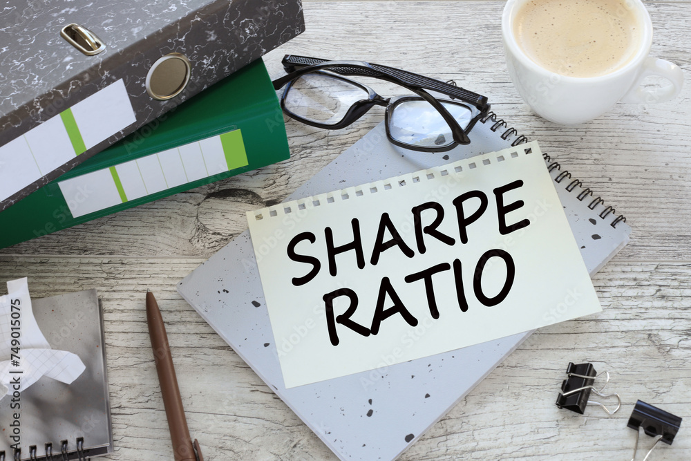 Poster sharpe ratio two office folder gray notepad. text on the page