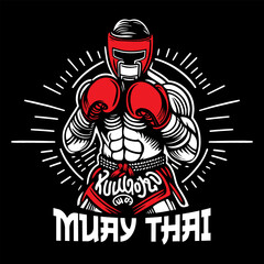 muay thai fight tshirt design vector