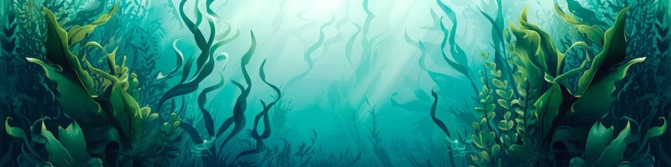Foto op Canvas seaweed illustration horizontal wide background. © Yahor Shylau 