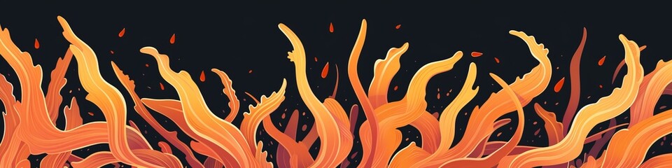 Naklejka premium seaweed illustration horizontal wide background.