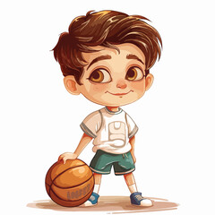 Vector Illustration of Cute Little Boy. Basketball p