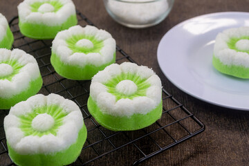 Kue putu ayu. one of Indonesian traditional cakes, made from wheat flour, sugar, grated coconut and other ingredients