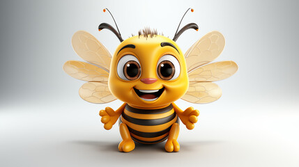 3d cartoon bee isolated in white background