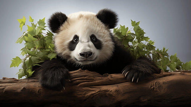 photograph panda isolated in white background