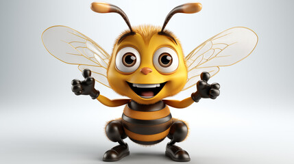3d cartoon bee isolated in white background