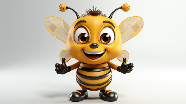3d cartoon bee isolated in white background