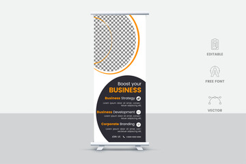 Fototapeta premium Creative and attractive roll up banner template, vector design.
