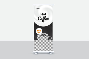 Creative and attractive roll up banner template, vector design.