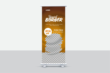 Creative and attractive roll up banner template, vector design.