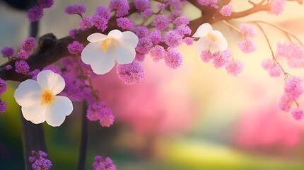 Exquisite pink blossoms on a sun-kissed tree, enhancing the spring ambiance.