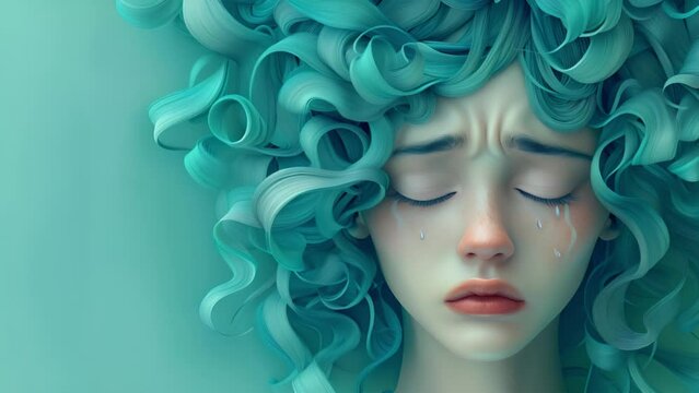涙を流す女性,Generative AI 