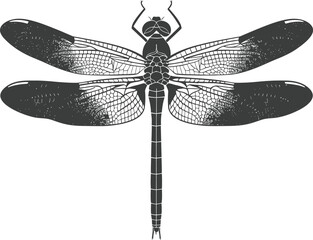 Silhouette Dragonfly black color only full body