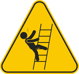 Isolated triangle yellow ladder safety sign, industrial contruction equipment label © AndiPoe
