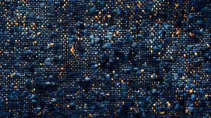 Close Up of Blue Fabric With Gold Dots