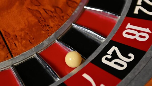 Casino roulette in motion. Gambling bet is made. Try your luck by betting on your favorite number. High quality 4k footage