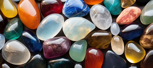 colorful rocks in the middle of glass rocks