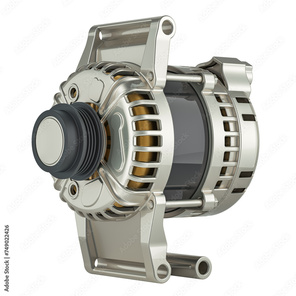 Poster starter motor. 3d rendering isolated on transparent background