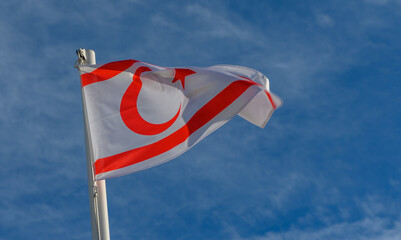 Northern Cyprus flag waving in the wind 12